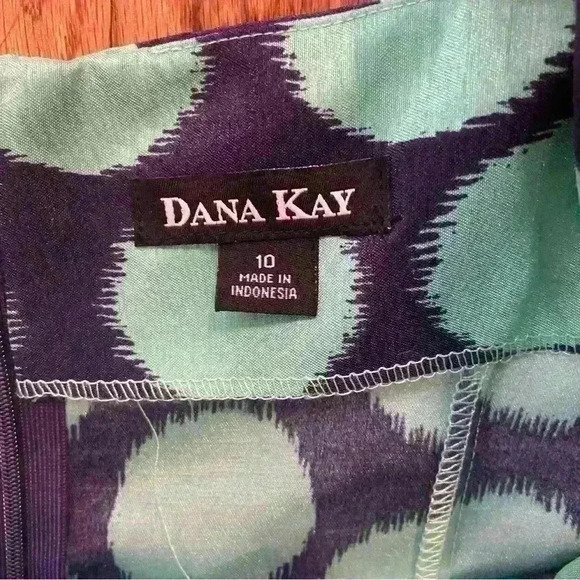 Dana Kay Midi Dress Size 10 Navy w Green Polka Dot Party Brunch Shower Cocktail - Picture 8 of 8